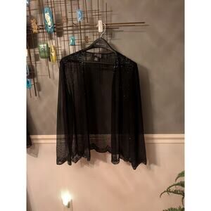 Jkara Black sheer beaded coverup top sz 12